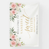 Elegante blush roze rozen eucalyptus goud zoet 16 spandoek (Verticaal)