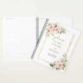 Elegante blush roze rozen eucalyptus gouden bruilo planner (Display)