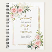 Elegante blush roze rozen eucalyptus gouden bruilo planner (Voorkant)