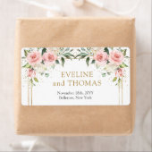 Elegante blush roze rozen gouden bruiloft labels (Insitu)