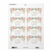 Elegante blush roze rozen gouden bruiloft labels (Full Sheet)