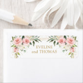 Elegante blush roze rozen gouden bruiloft labels (Insitu)