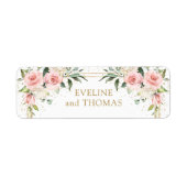 Elegante blush roze rozen gouden bruiloft labels (Voorkant)