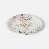 Elegante blush roze rozen groen goud 30e verjaarda papieren bordje (Gekanteld)