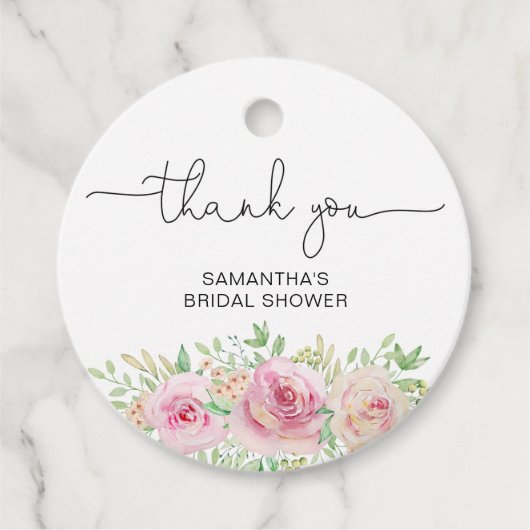 Elegante blush roze rozen vrijgezellenfeest dank u bedankjes labels (Voorkant)