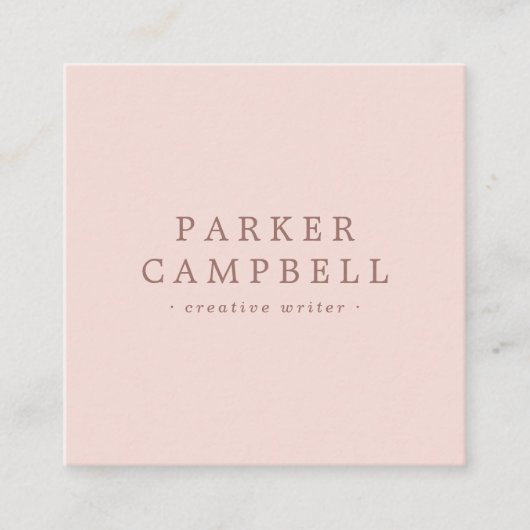 Elegante blush roze stijlvolle minimalist vierkante visitekaartje (Voorkant)