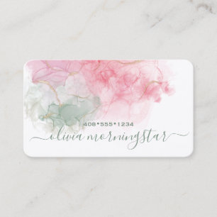 Elegante Blush Roze Stof Sage Alcohol Inkt Zakelij Visitekaartje