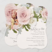 Elegante Blush Roze Succulent Save the Date Foto Kaart (Voorkant / Achterkant)
