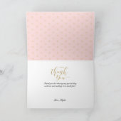 Elegante Blush Roze Trouwjurk Navy & Gold Bedankkaart (Binnen)