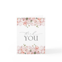 Elegante Blush Roze Tuin Bloemen Dank u Kaart