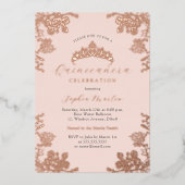 Elegante Blush Roze Vintage Quinceanera Folie Uitnodiging (Voorkant)