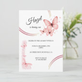 Elegante Blush Roze Vlinder Bloemen Verjaardag Kaart (Staand voorkant)