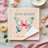 Elegante Blush Roze Vrouwelijke Waterverf Vlinder Washandje