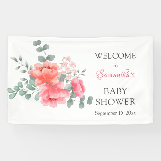 Elegante blush roze waterverf baby shower banner