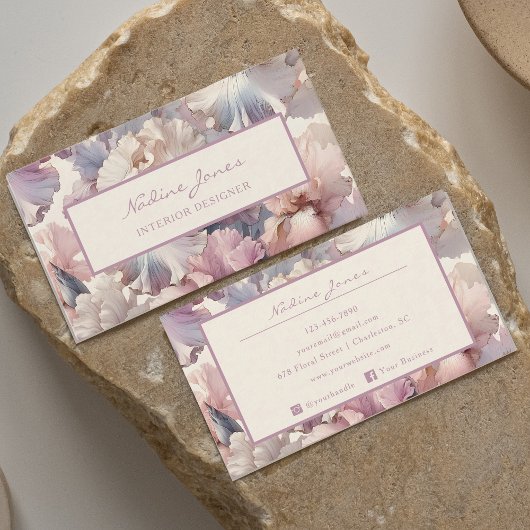 Elegante Blush Roze Waterverf Bloemen Professionee Visitekaartje