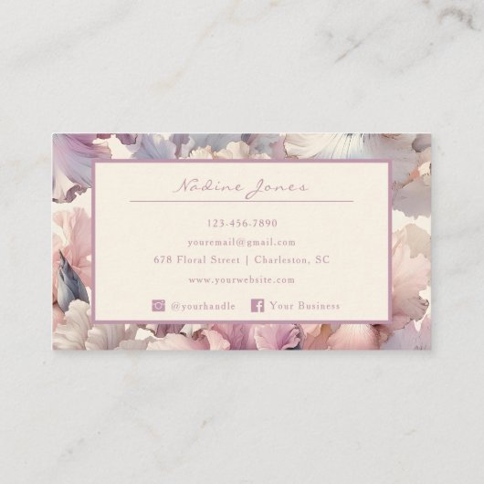 Elegante Blush Roze Waterverf Bloemen Professionee Visitekaartje (Achterkant)