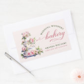 Elegante Blush Roze Waterverf Bloemencake Bakkerij Rechthoekige Sticker (Envelop)