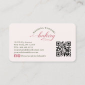 Elegante Blush Roze Waterverf Bloemencake Bakkerij Visitekaartje (Achterkant)