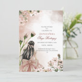 Elegante Blush Roze Waterverf Quinceañera Uitnodig Kaart (Staand voorkant)