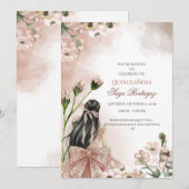 Elegante Blush Roze Waterverf Quinceañera Uitnodig Kaart (Voorkant / Achterkant)