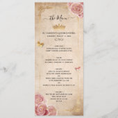 Elegante Blush Roze Waterverf Roos Gouden Bloem Menu (Voorkant)