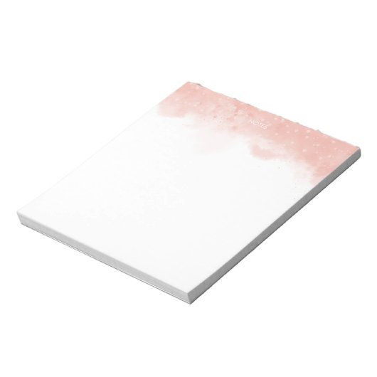 Elegante Blush Roze Waterverf Splash Gepersonalise Notitieblok (Linkerzijde)