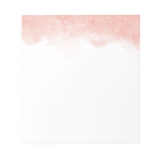 Elegante Blush Roze Waterverf Splash Gepersonalise Notitieblok (Voorkant)