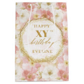 Elegante Blush Roze Waterverf Verjaardag Gift Bag Medium Cadeauzakje (Voorkant)