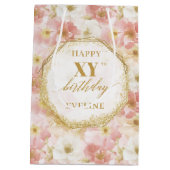 Elegante Blush Roze Waterverf Verjaardag Gift Bag Medium Cadeauzakje (Achterkant)