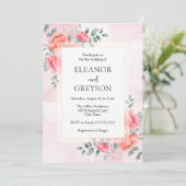 Elegante blush roze waterverf wildflower bruiloft kaart (Staand voorkant)