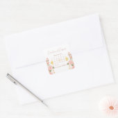 Elegante Blush Roze Wilde Bloem Bruiloft Kalender Vierkante Sticker (Envelop)