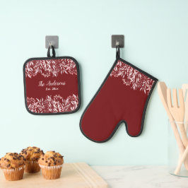 Elegante Blush Roze Wildflower Ovenwant & Pannenlap Set