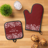 Elegante Blush Roze Wildflower Ovenwant & Pannenlap Set (Top down)