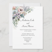 Elegante Blush Roze Wit Bloemen Bruiloft Uitnodigi Kaart (Voorkant)