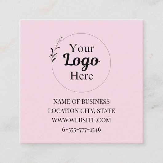 Elegante blush Roze zakelijke logo modern Contactkaartje (Voorkant)
