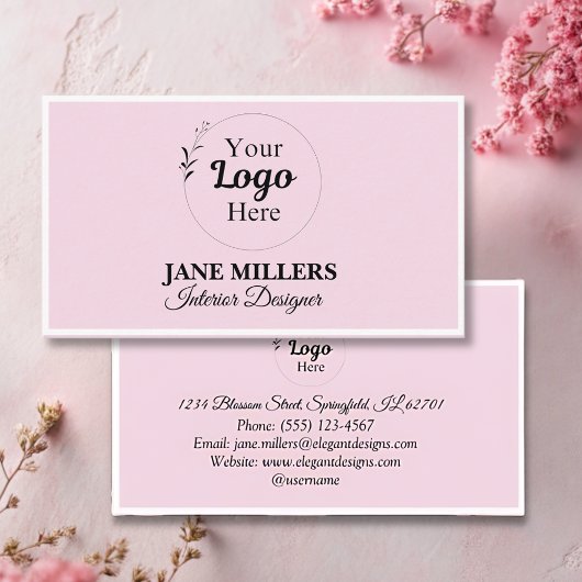 Elegante blush Roze zakelijke logo modern Contactkaartje