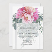 Elegante Blush Roze Zilver Grijs Bouquet Wedding Kaart (Voorkant)