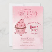 Elegante Blush Roze Zoete Cupcake Verjaardagsfeest Kaart (Voorkant)