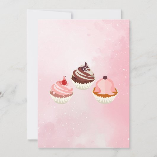 Elegante Blush Roze Zoete Cupcake Verjaardagsfeest Kaart (Achterkant)