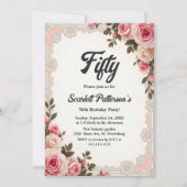 Elegante Blush Roze Zomer Bloemen 50ste Verjaardag Kaart (Voorkant)