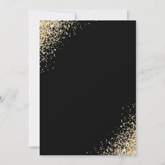 Elegante Blush Roze Zwart Goud Bloemen Huwelijk Kaart (Achterkant)