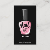 Elegante Blush Roze & Zwarte Nagellak Fles Visitekaartje (Voorkant)