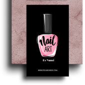 Elegante Blush Roze & Zwarte Nagellak Fles Visitekaartje