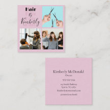 Elegante Blush Roze Zwarte Script 3 Foto Kapsalon