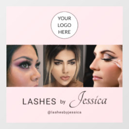 Elegante Blush Roze Zwarte Script 3 Foto Wimpers Raamsticker