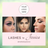 Elegante Blush Roze Zwarte Script 3 Foto Wimpers Raamsticker (Vel 3)