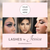 Elegante Blush Roze Zwarte Script 3 Foto Wimpers Raamsticker (Vel 2)