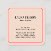 Elegante Blush Roze & Zwarte Vlinder Vrouwen Schoo Vierkante Visitekaartje (Achterkant)