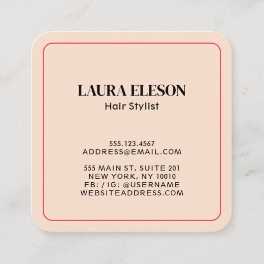 Elegante Blush Roze & Zwarte Vlinder Vrouwen Schoo Vierkante Visitekaartje (Achterkant)