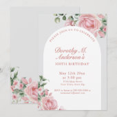 Elegante Blush Rozen 100ste verjaardagsfeest Kaart (Voorkant / Achterkant)